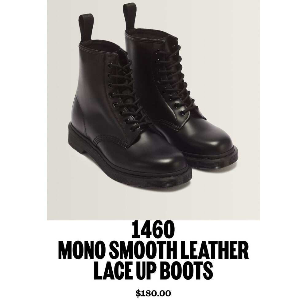 Dr Martens 1460 Mono Womens 8 Men’s 7Black Virginia Leather Goth Combat Alt Punk